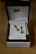 Three pairs of boxed as new Paula Bolton Bauhaus silver earrings (9917).