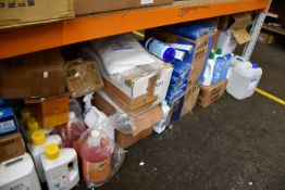 A large quantity of miscellaneous cleaning product and related items.