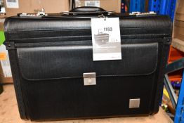 An as new Monolith leather look rolling Pilots case in black.