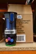 Eight boxed as new Contigo West Loop autoseal travel mugs (470ml) in Monaco transparent matte.