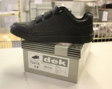 Six pairs of men's boxed as new DEX Charing Cross touch fastening trainers in black (6, 7, 11 and