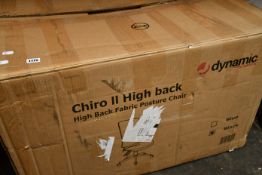 One boxed as new Dynamic chiro 2 high back posture chair.
