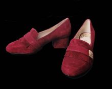 A pair of as new Biba 267 Bette Burgundy-suede fringe block heel shoes (UK 5/38).