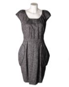 One Christian Dior Virgin Wool knee-length dress in charcoal grey (UK 12).