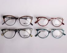 Four pairs of as new Wolf glasses frames with clear glass (RRP £140 each).