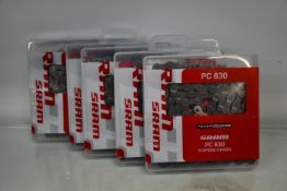 Thirteen boxed as new SRAM PC 830 8-Speed Chains (Step riveting, 114 links).