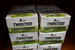 Six boxes of 24 Olimp Twister protein bars in pistachio flavour (BB 30/04/21).