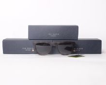 Three pairs of as new Ted Baker Dirk sunglasses with cases.