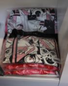 Four Lazy Oaf Heart Repeat Tie Dresses (Size 14) and one Lazy Oaf Comic Strip Button Dress (M).