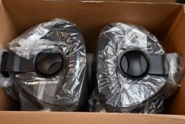 A boxed as new Suzo Happ 2-way pair of speakers in black (SAS-3).