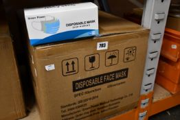 A large quantity (2000) of Green Power daily disposable face masks complying with British standards,