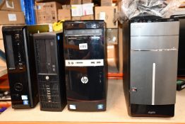 Three pre-owned tower PC's (Hard drives removed); an HP Compaq Pro 4300 SSF (Serial: CZC3454KH7), an