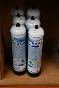 Six as new Oxyturbo oxygen canisters for welding (950ml).