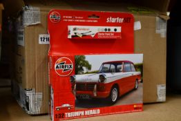 Nine as new Airfix Triumph Herald 1.32 model kit starter sets.