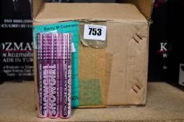 A box of Barry M Show Girl extra volume black mascaras (Approximately 116 items).