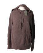 Five men's as new All Saints Tolnar Hoodies in khaki brown (S).