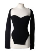 One lady's as new Khaite Maddy long bustier top in black (M).