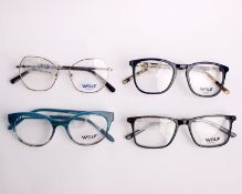 Four pairs of as new Wolf glasses frames with clear glass (RRP £140 each).