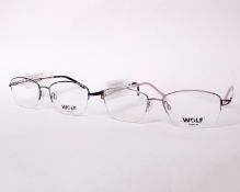Two pairs of as new Wolf glasses frames with clear glass (RRP £140 each).