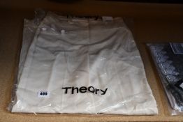 Two pairs of as new Theory Wide trousers in rice (Size 2 - RRP £320).