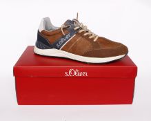Three pairs of men's boxed as new S.Oliver sneakers in cognac 5-13611-24 305 (EU 43).