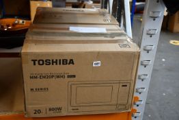 Two boxed as Toshiba 20 litre digital microwave oven in white (MM20EM20P).