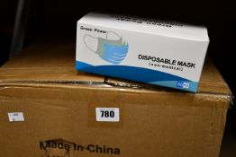 A large quantity (2000) of Green Power daily disposable face masks complying with British standards,