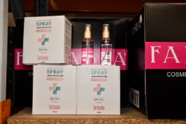 A quantity of FarFasha unscented anti-bacterial sanitiser. Spray formula removing the issue of