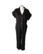 Two ladies' as new Lazy Oaf Another Planet jumpsuits in black (Relaxed fit short sleeve jumpsuit