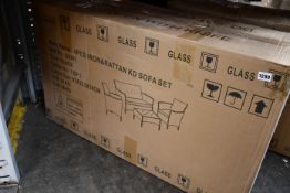 One boxed as new four piece iron and rattan sofa set (GD901).