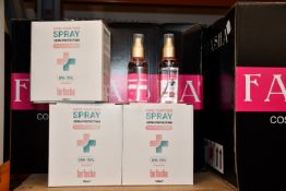 A quantity of FarFasha unscented anti-bacterial sanitiser. Spray formula removing the issue of