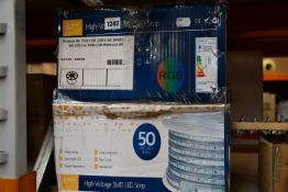 Two boxed as new LED high voltage SMD strip lights 50m reels.