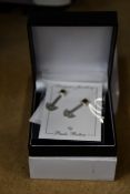 Three pairs of boxed as new Paula Bolton Bauhaus silver earrings (9917).