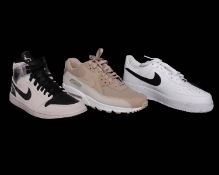One pair of Nike Air Force 1 '07 AN20 in white/black (UK 9.5), one pair of Nike Air Max 90 Essential