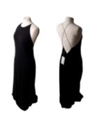 One Rosetta Getty crossed back crepe slip dress in black (S).