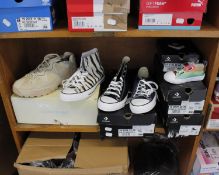 Five pairs of boxed as new Converse sneakers: X Golf Le Fleur (Unisex UK 8), All Stars zebra