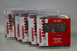 Thirteen boxed as new SRAM PC 830 8-Speed Chains (Step riveting, 114 links).