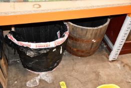 Two half-barrel planters (Requires some TLC).