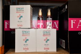 A quantity of FarFasha unscented anti-bacterial sanitiser. Spray formula removing the issue of