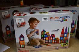 Three boxed as new PlayMags 3D magnetic tile 100 piece value sets.