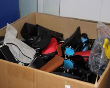 One box of pre-owned branded/unbranded sunglasses and related items.