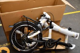 One boxed as new Ecosmo folding city tandem bicycle with disc brakes in black (20TF01BL).
