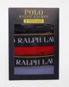 Five boxes of men's Polo Ralph Lauren 3 stretch cotton classic trunks (Large, black).