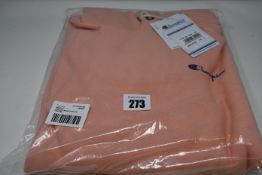 Two as new Champion relaxed hoodies with chest logo in light pink (Both L).