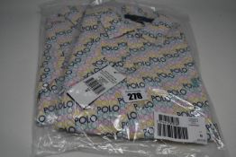 Two Ralph Lauren Polo X Asos exclusive collab shirts in white with all over logo (Both M).