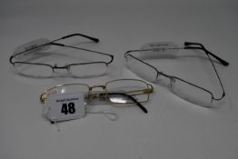 Three pairs of as new air Pro-Optic glasses frames with clear glass (RRP £180 each).