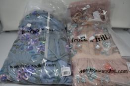 One Frock & Frill Ginger Ruffled Tie-Neck Embellished Midi Dress in skyway blue (12) and one Frock &