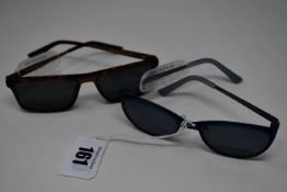 Two pairs of as new Convertibles glass frames with clear glass with magnetic sunglasses