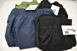 Five pairs of as new Saucony running shorts (4 x men's M, 1 x ladies S).