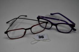 Two pairs of as new glass frames with clear glass; Moleskine (RRP £120 ) and Little Paul & Joe (